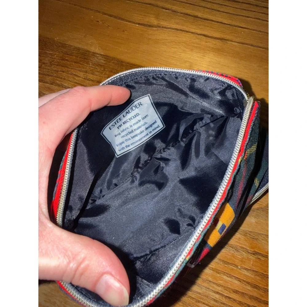 Estee Lauder Red Plaid Makeup Bag Collegiate Crest Travel Cosmetic Case Pouch‎
